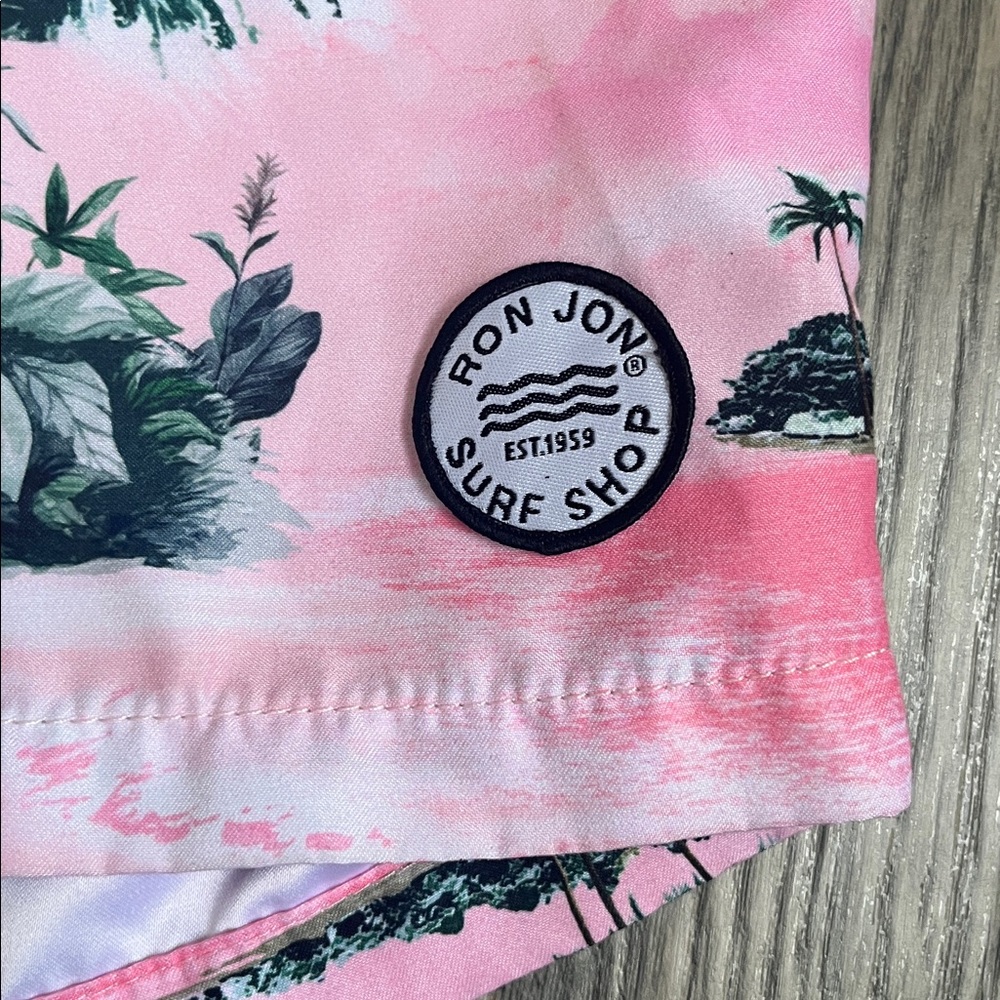 Ron Jon Pink and Green Tropical Swim Trunks men's XL - Picture 5 of 13